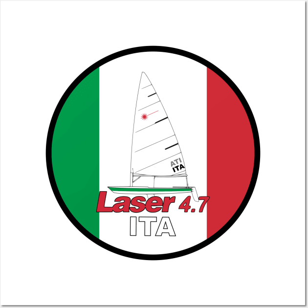 laser class sailboat on flag Italy Wall Art by Regatta Merch